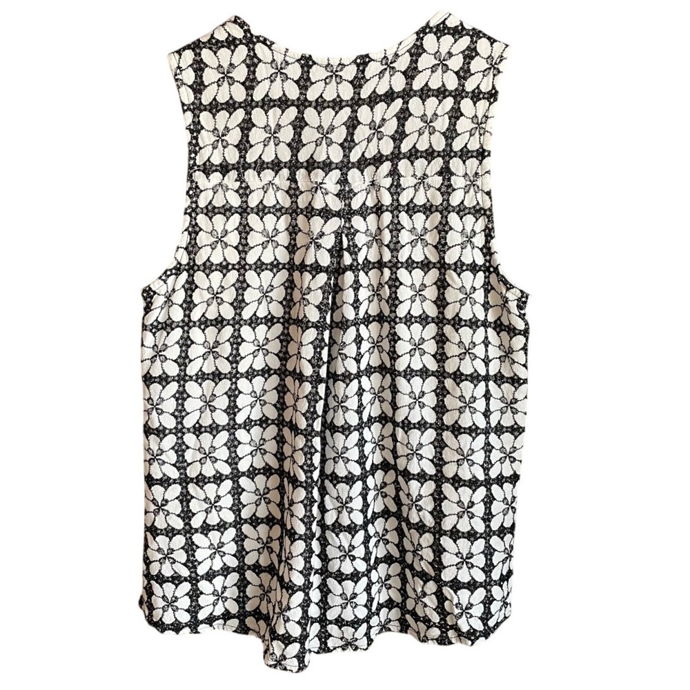 Maeve Anthropologie Coralie Wrap Top Size 6 Floral Sleeveless Blouse Black White - Picture 4 of 7
